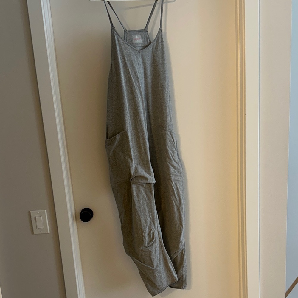 Free People Gray Adjustable-Strap Jumpsuit